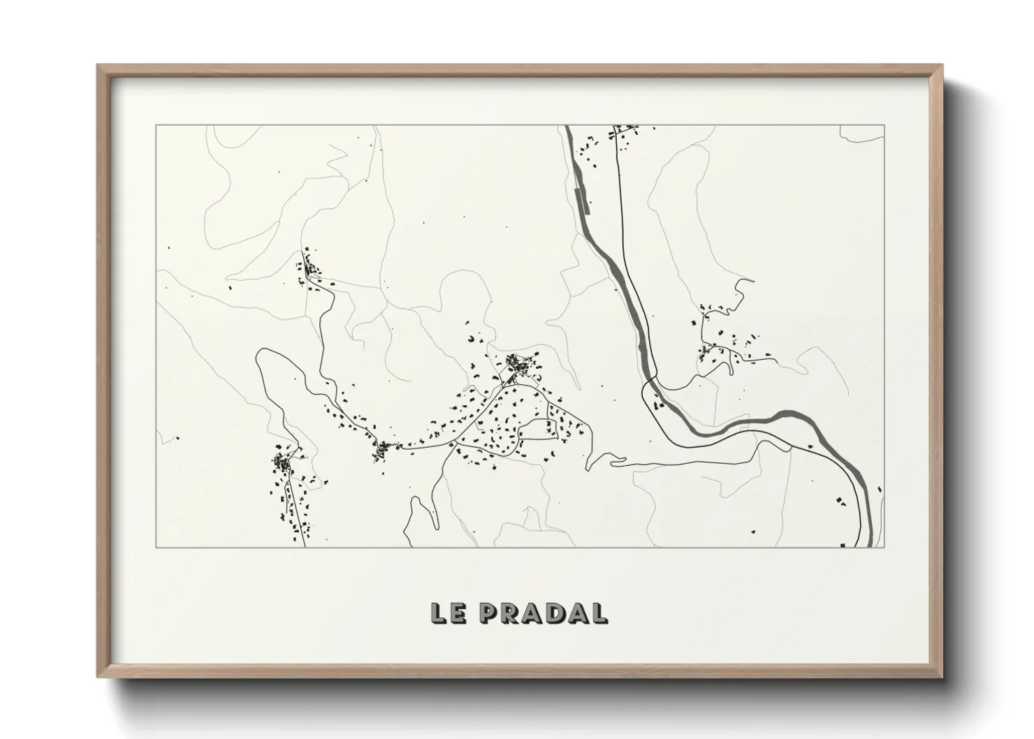 Une affiche de carte sur Le Pradal