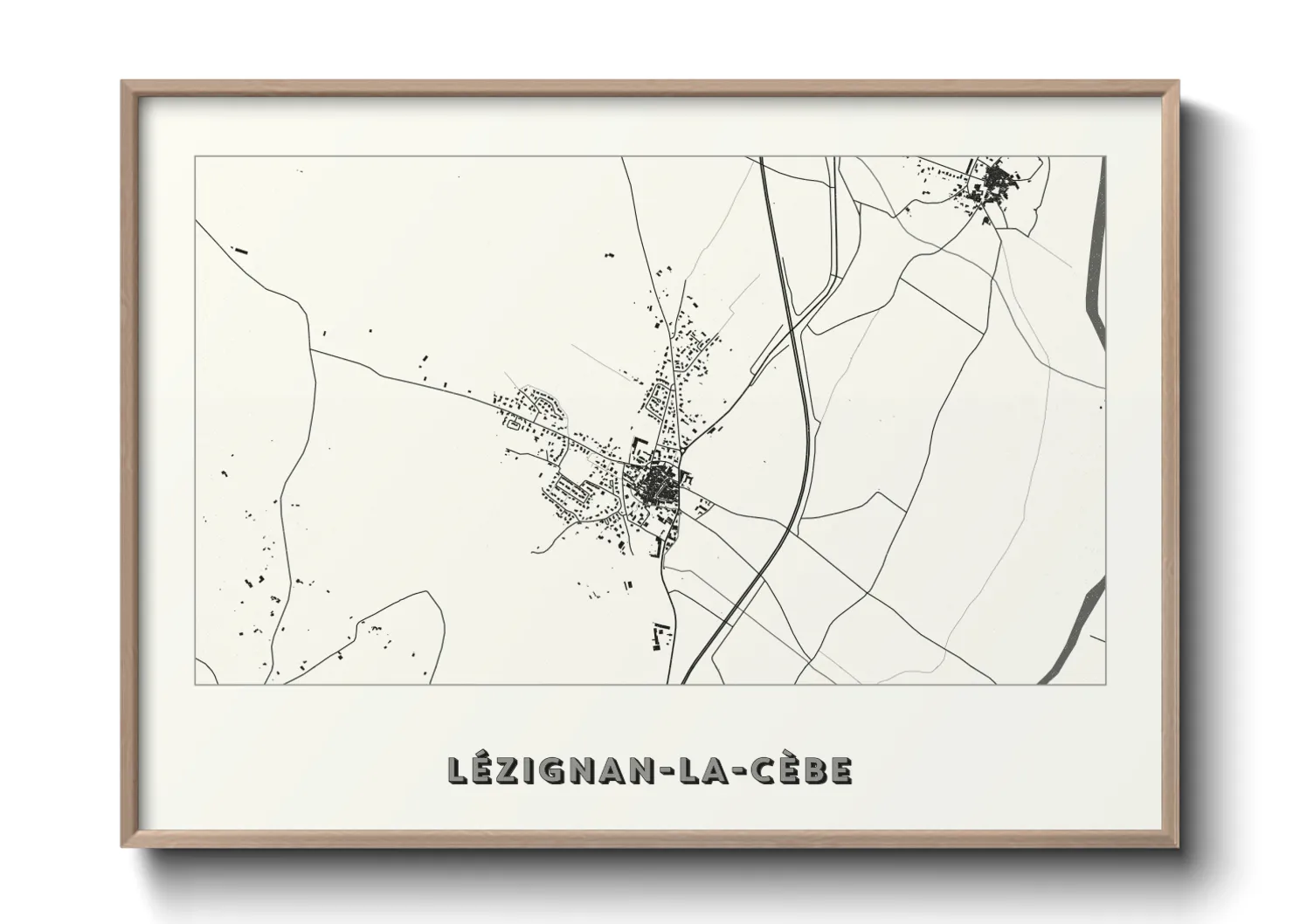 Une affiche de carte sur Lézignan-la-Cèbe