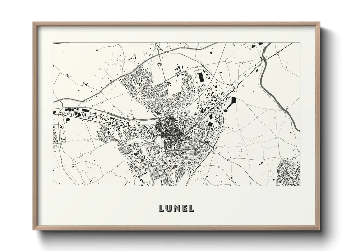 Une affiche de carte sur Lunel