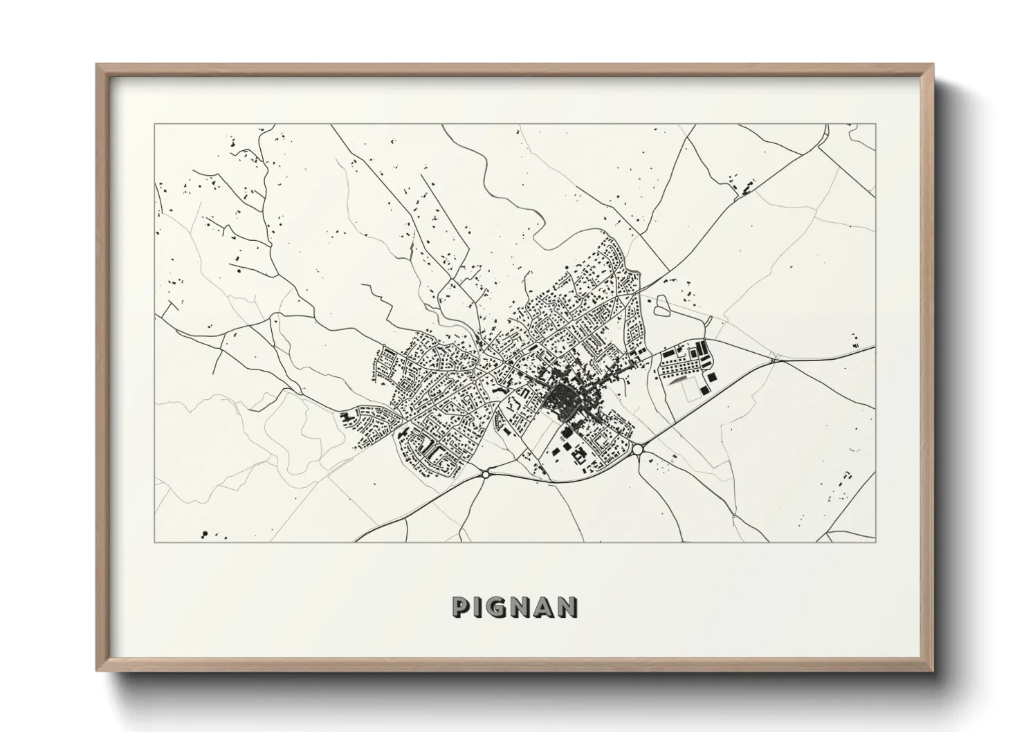 Une affiche de carte sur Pignan