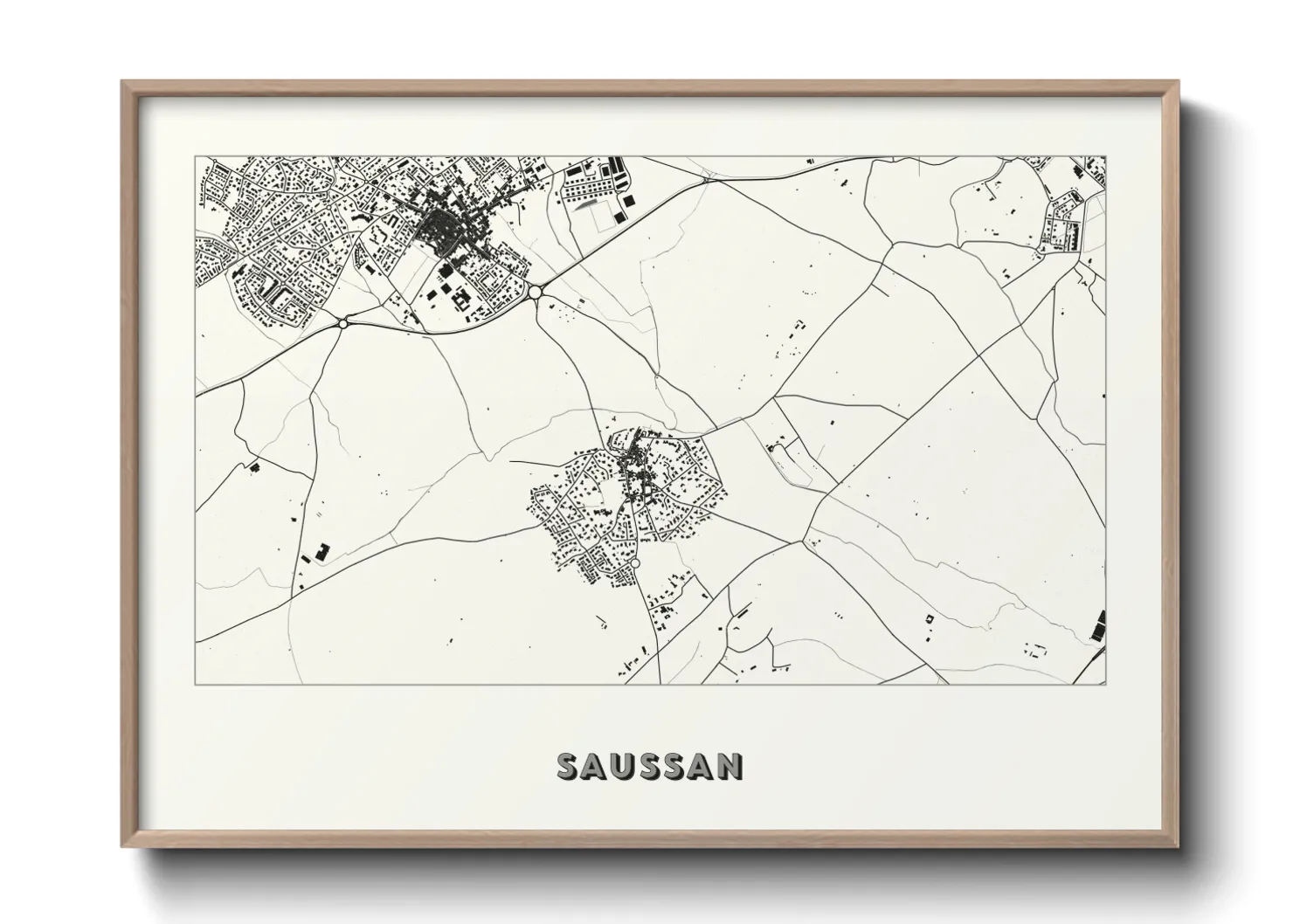 Une affiche de carte sur Saussan
