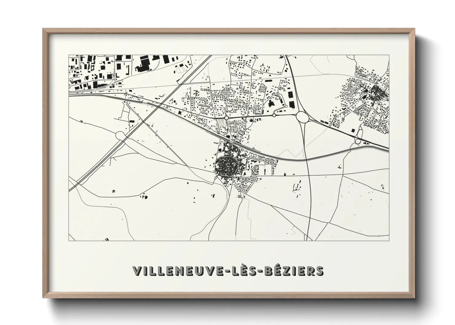 Une affiche de carte sur Villeneuve-lès-Béziers