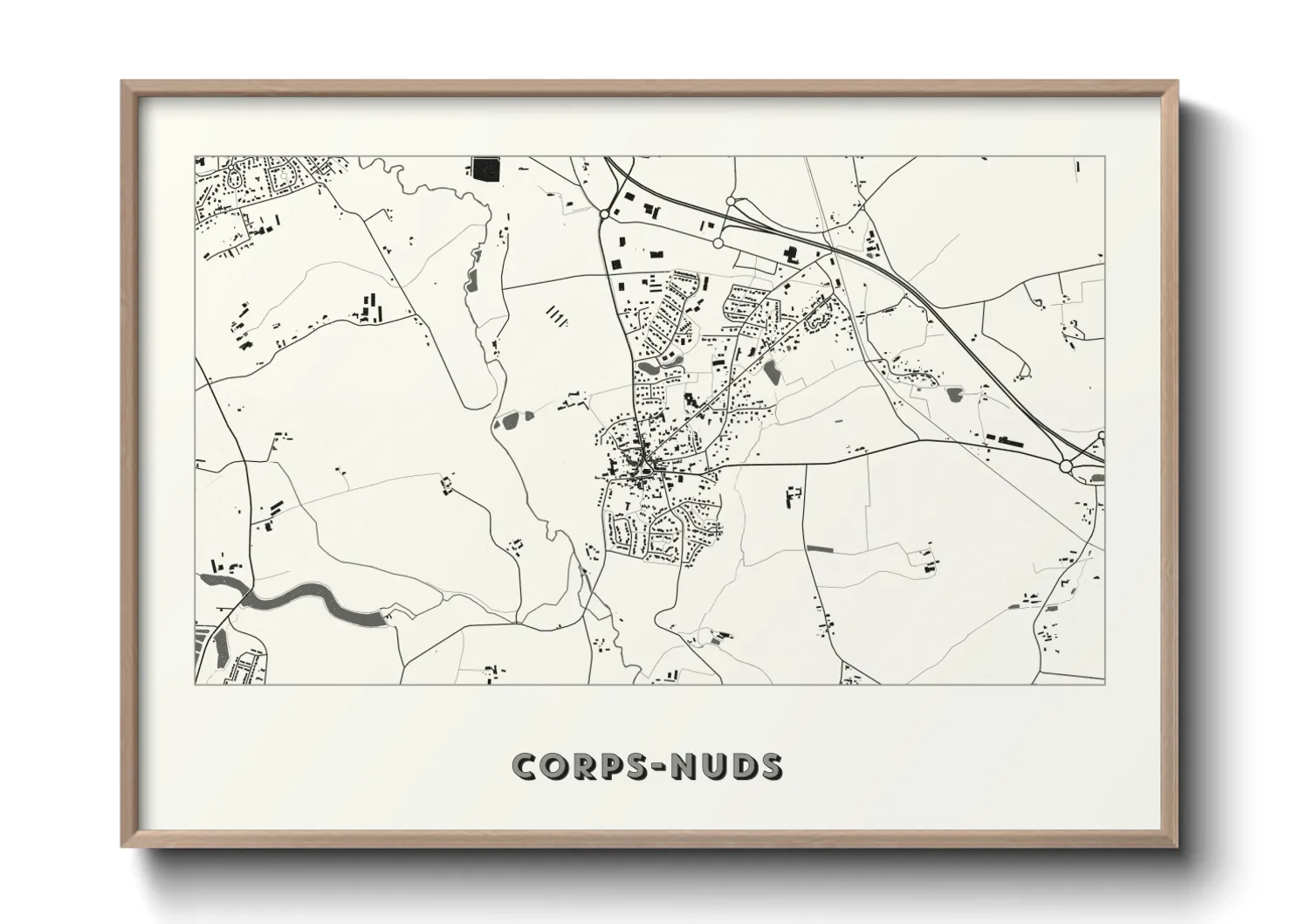 Une affiche de carte sur Corps-Nuds