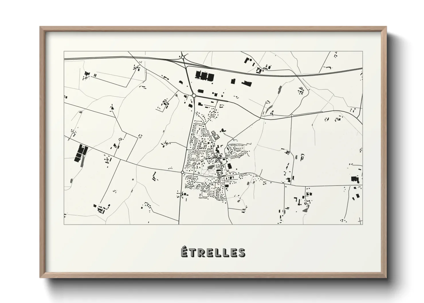 Une affiche de carte sur Étrelles