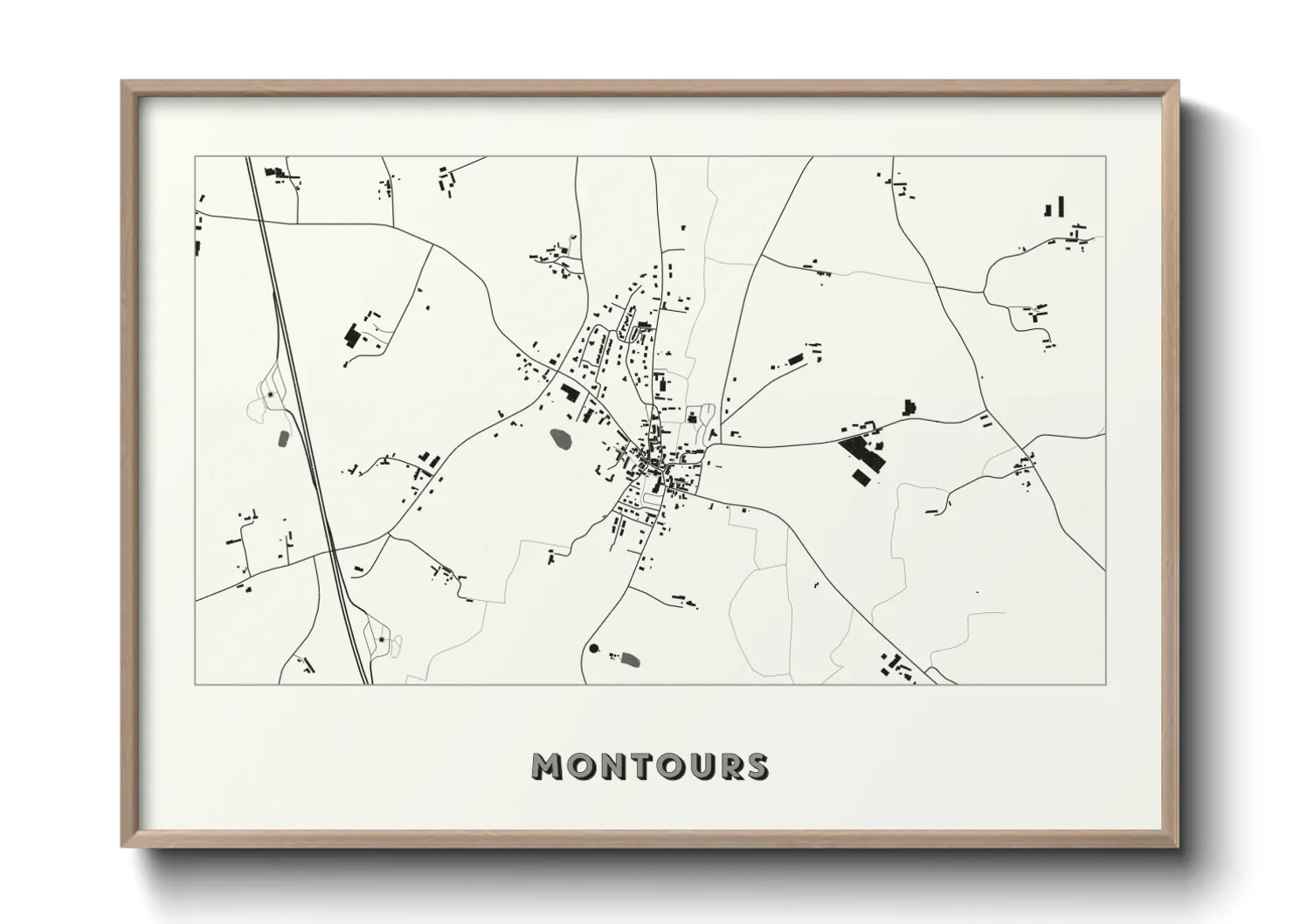 Une affiche de carte sur Montours