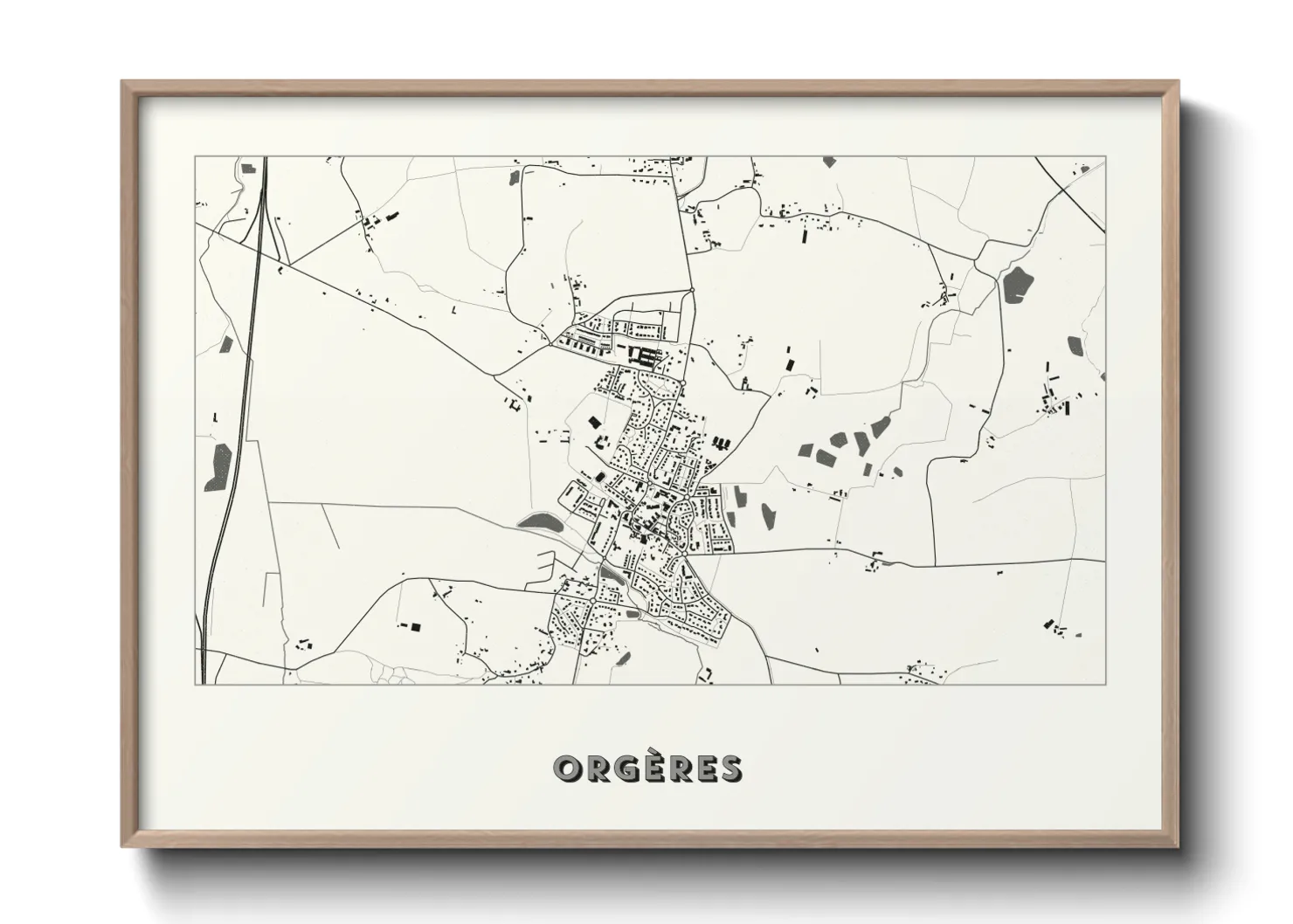Une affiche de carte sur Orgères