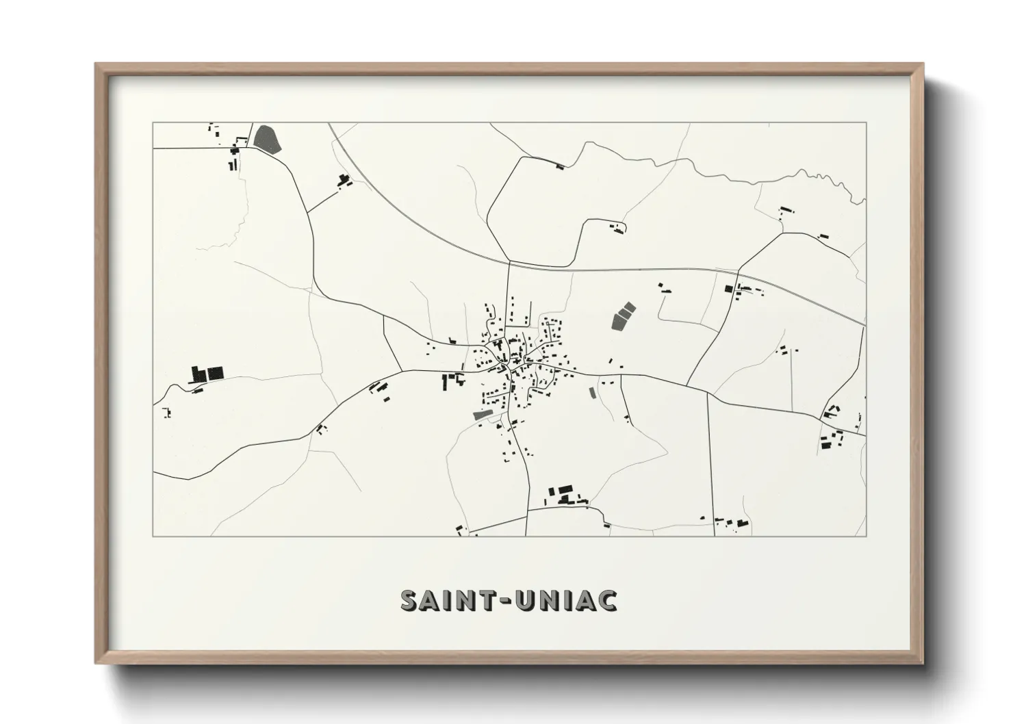 Une affiche de carte sur Saint-Uniac