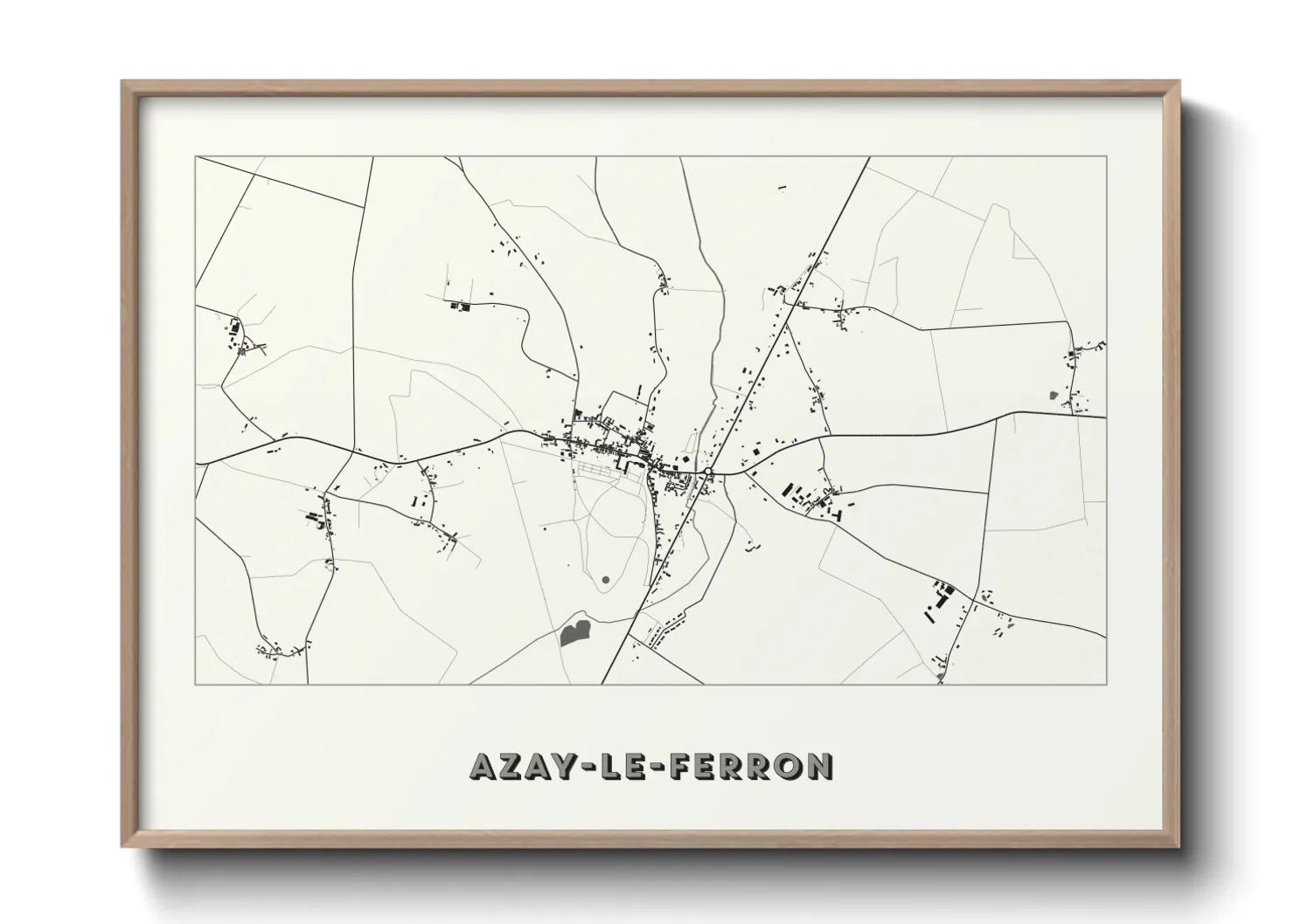 Une affiche de carte sur Azay-le-Ferron