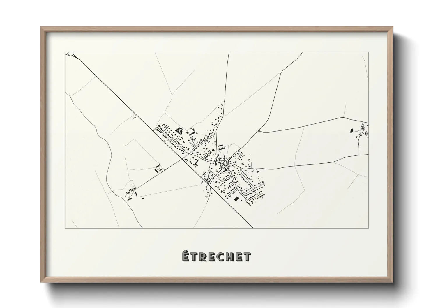 Une affiche de carte sur Étrechet