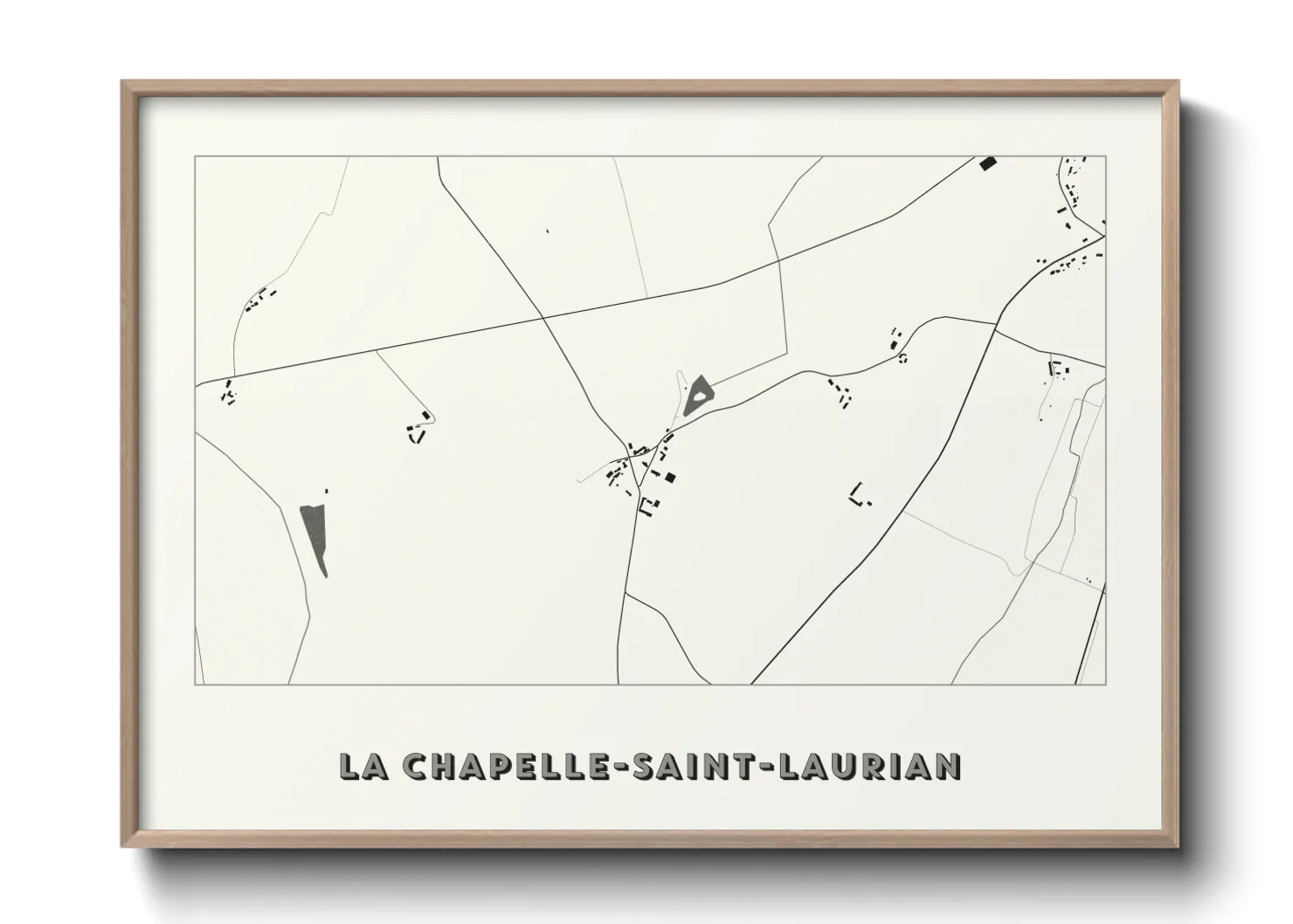 Une affiche de carte sur La Chapelle-Saint-Laurian