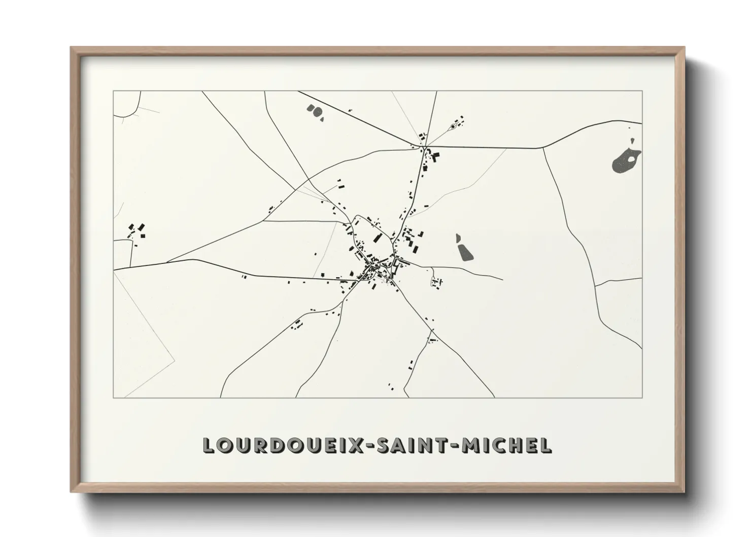 Une affiche de carte sur Lourdoueix-Saint-Michel