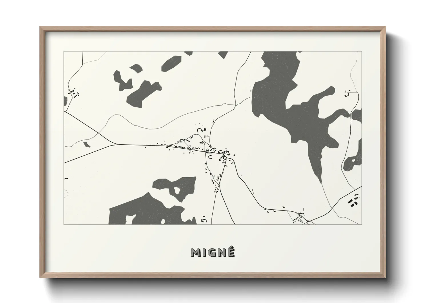 Une affiche de carte sur Migné