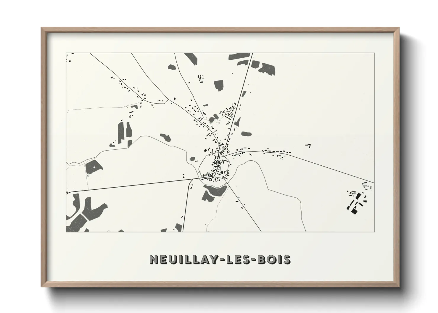 Une affiche de carte sur Neuillay-les-Bois
