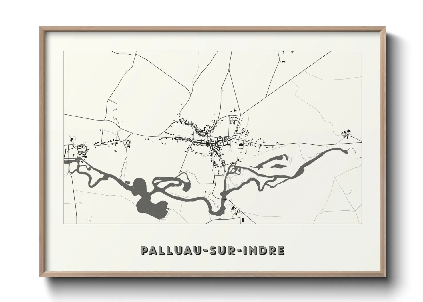 Une affiche de carte sur Palluau-sur-Indre