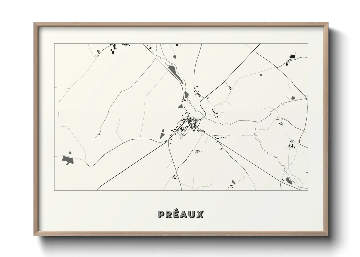 Une affiche de carte sur Préaux