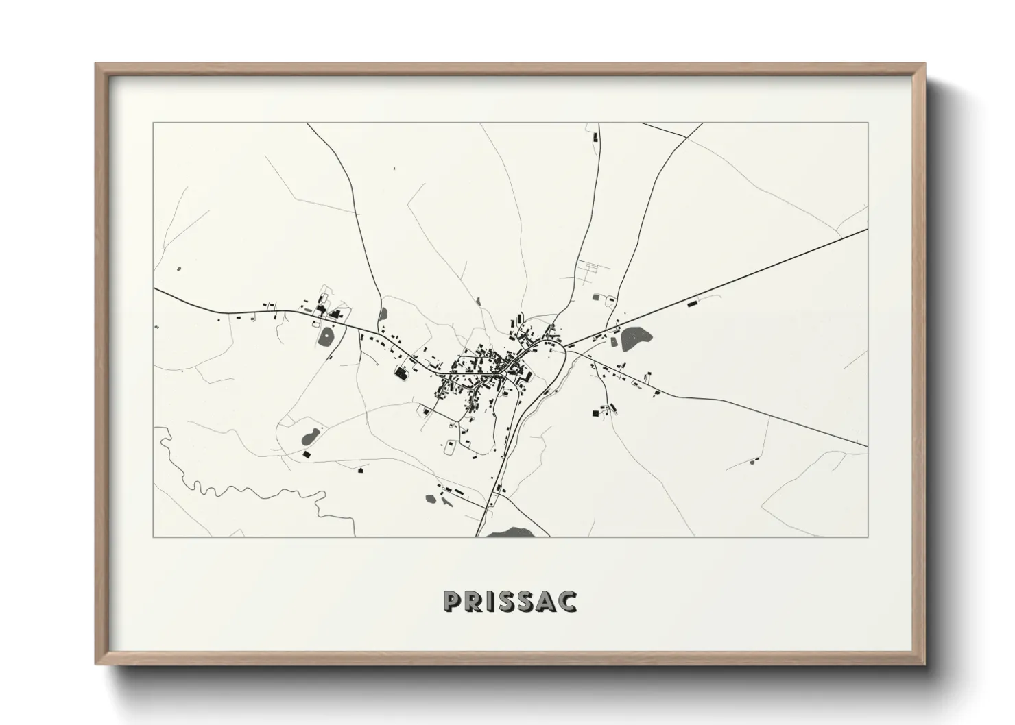 Une affiche de carte sur Prissac