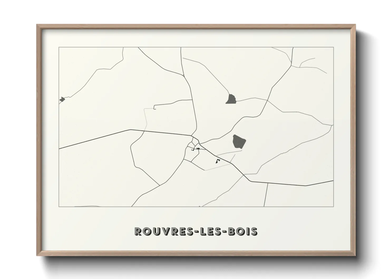 Une affiche de carte sur Rouvres-les-Bois