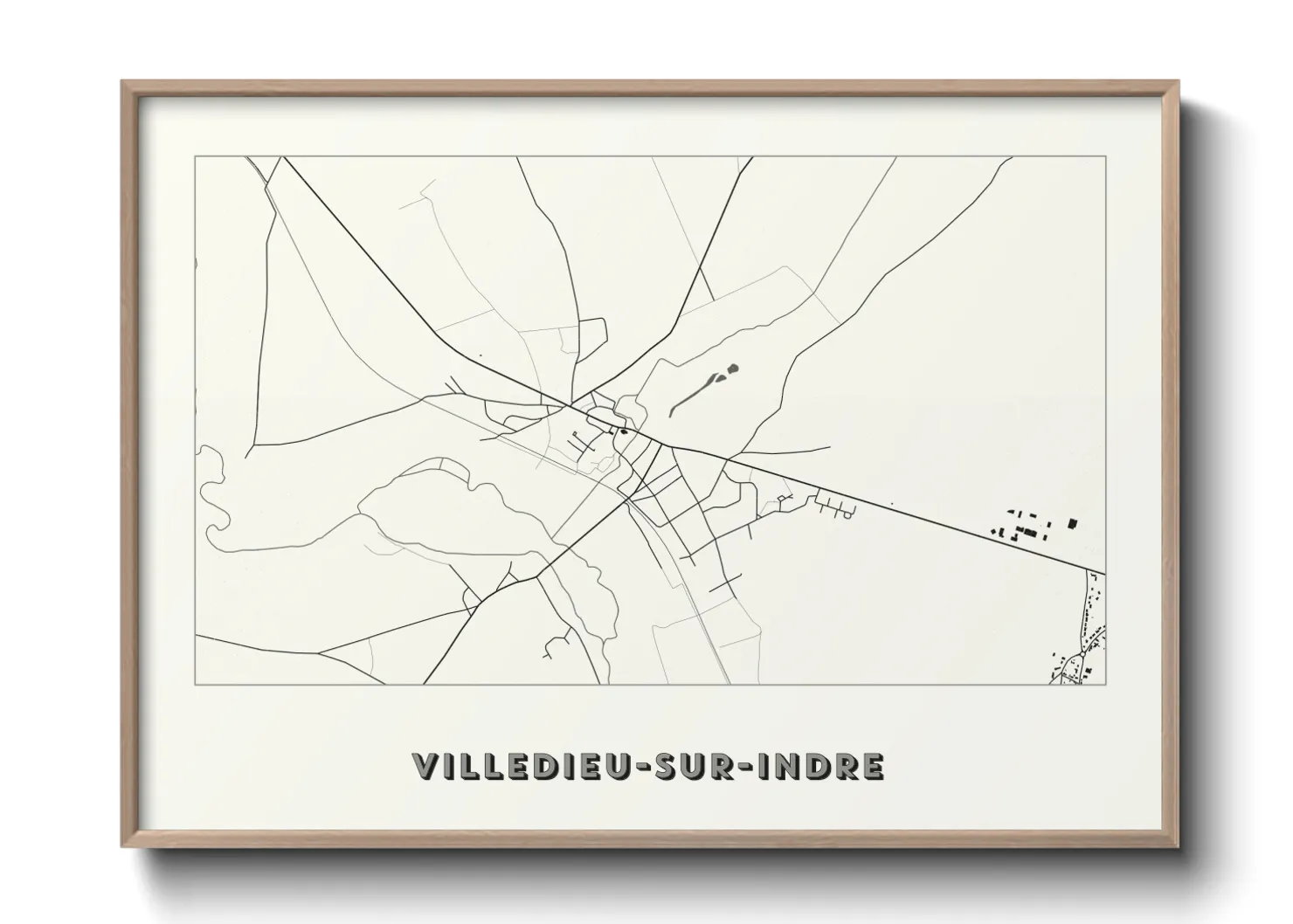 Une affiche de carte sur Villedieu-sur-Indre