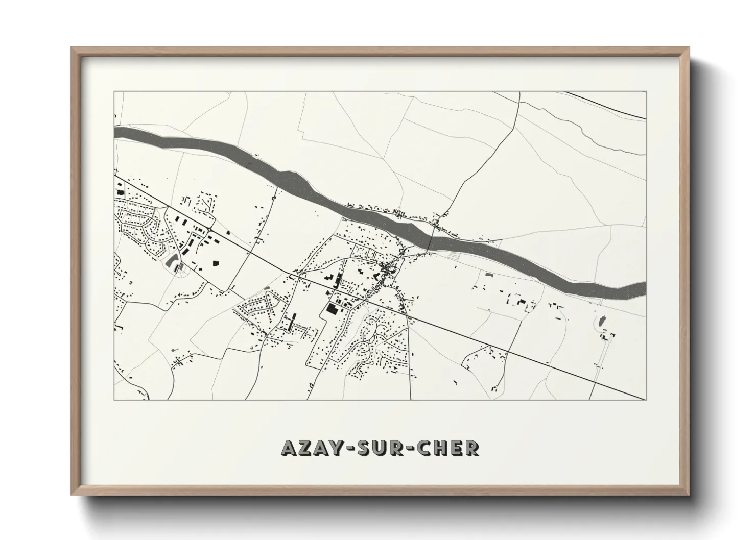 Une affiche de carte sur Azay-sur-Cher
