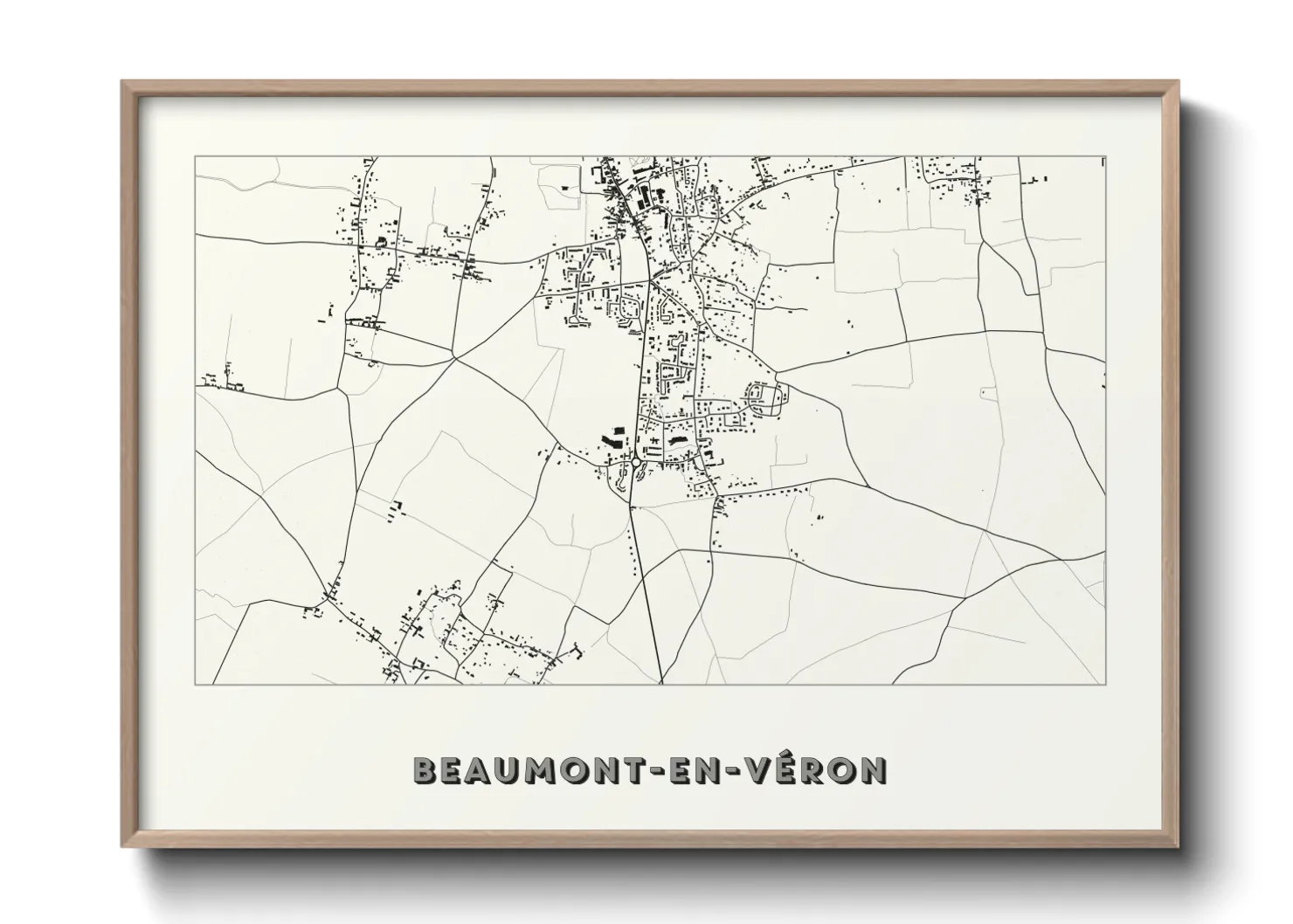 Une affiche de carte sur Beaumont-en-Véron