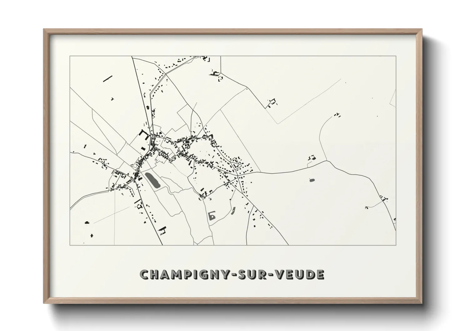 Une affiche de carte sur Champigny-sur-Veude