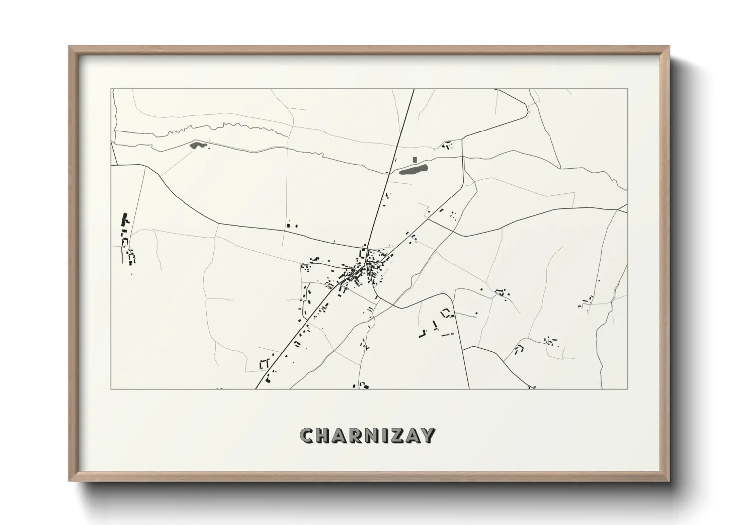Une affiche de carte sur Charnizay