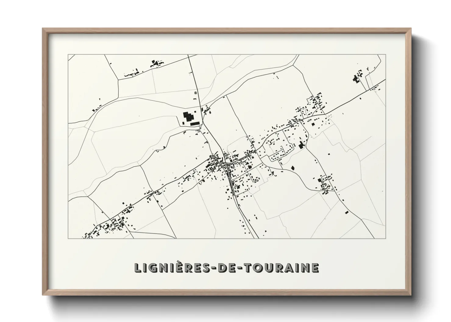 Une affiche de carte sur Lignières-de-Touraine