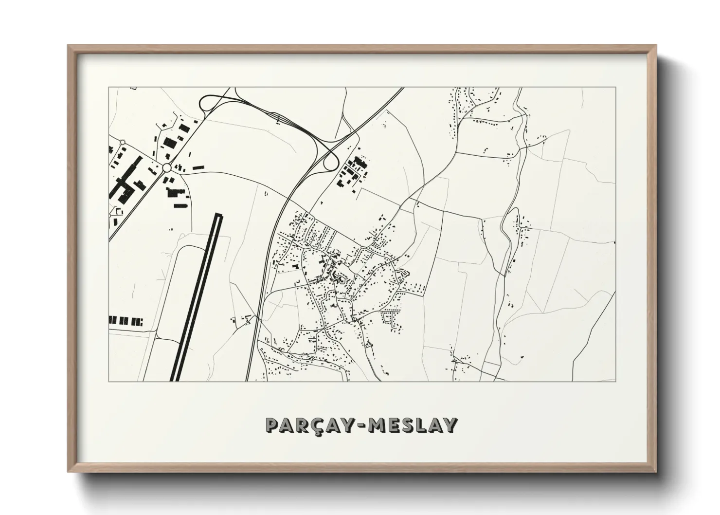 Une affiche de carte sur Parçay-Meslay