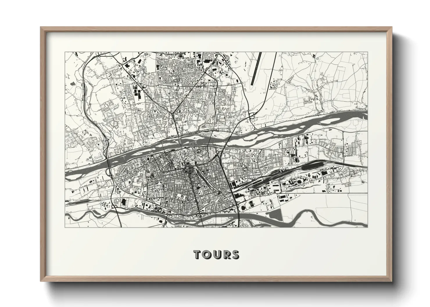 Une affiche de carte sur Tours