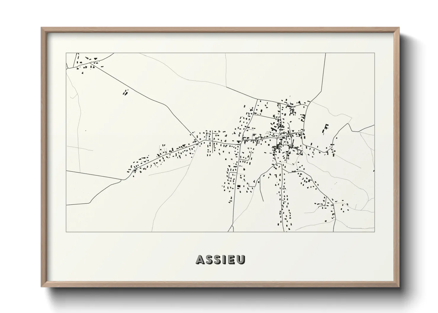 Une affiche de carte sur Assieu