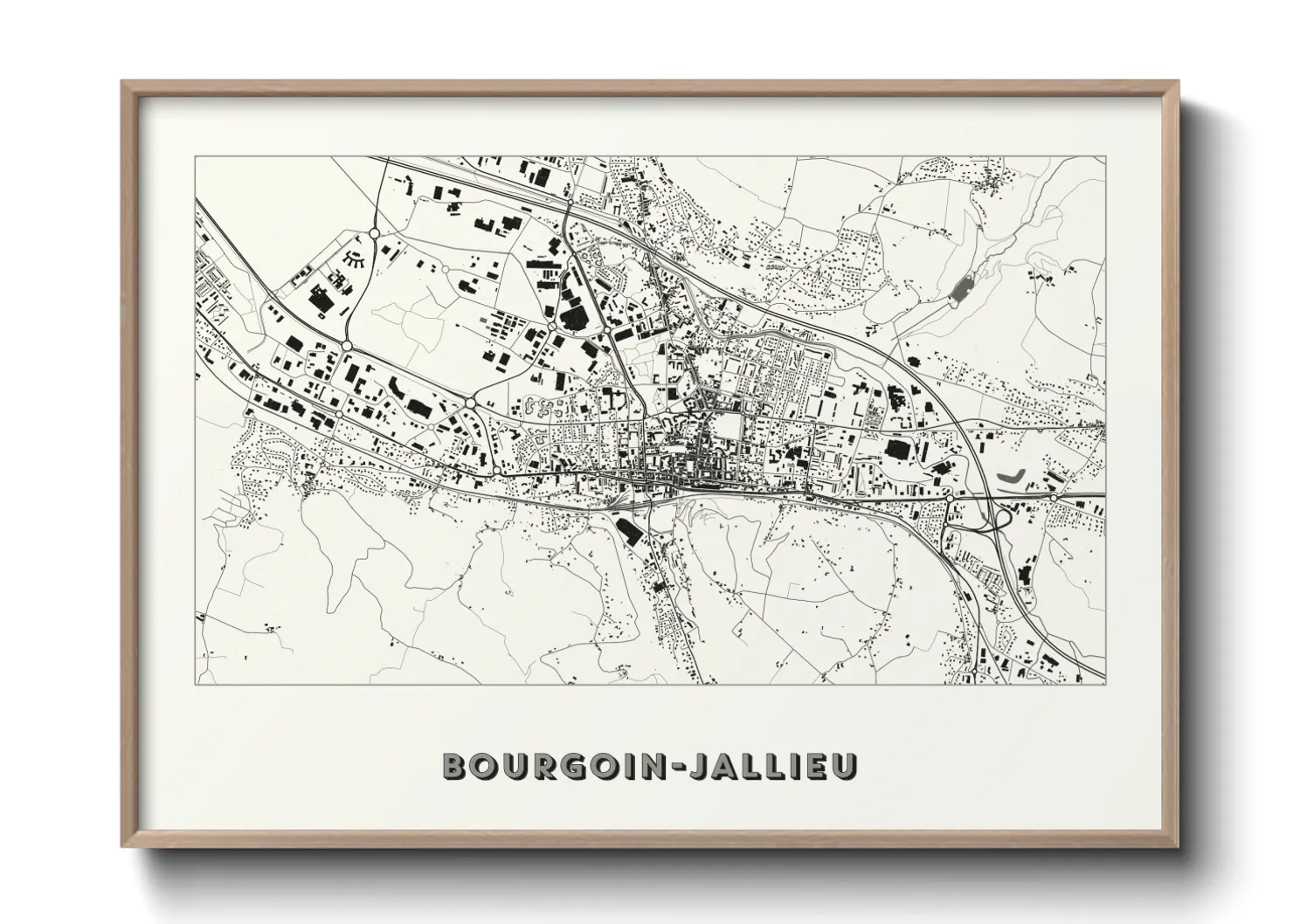 Une affiche de carte sur Bourgoin-Jallieu