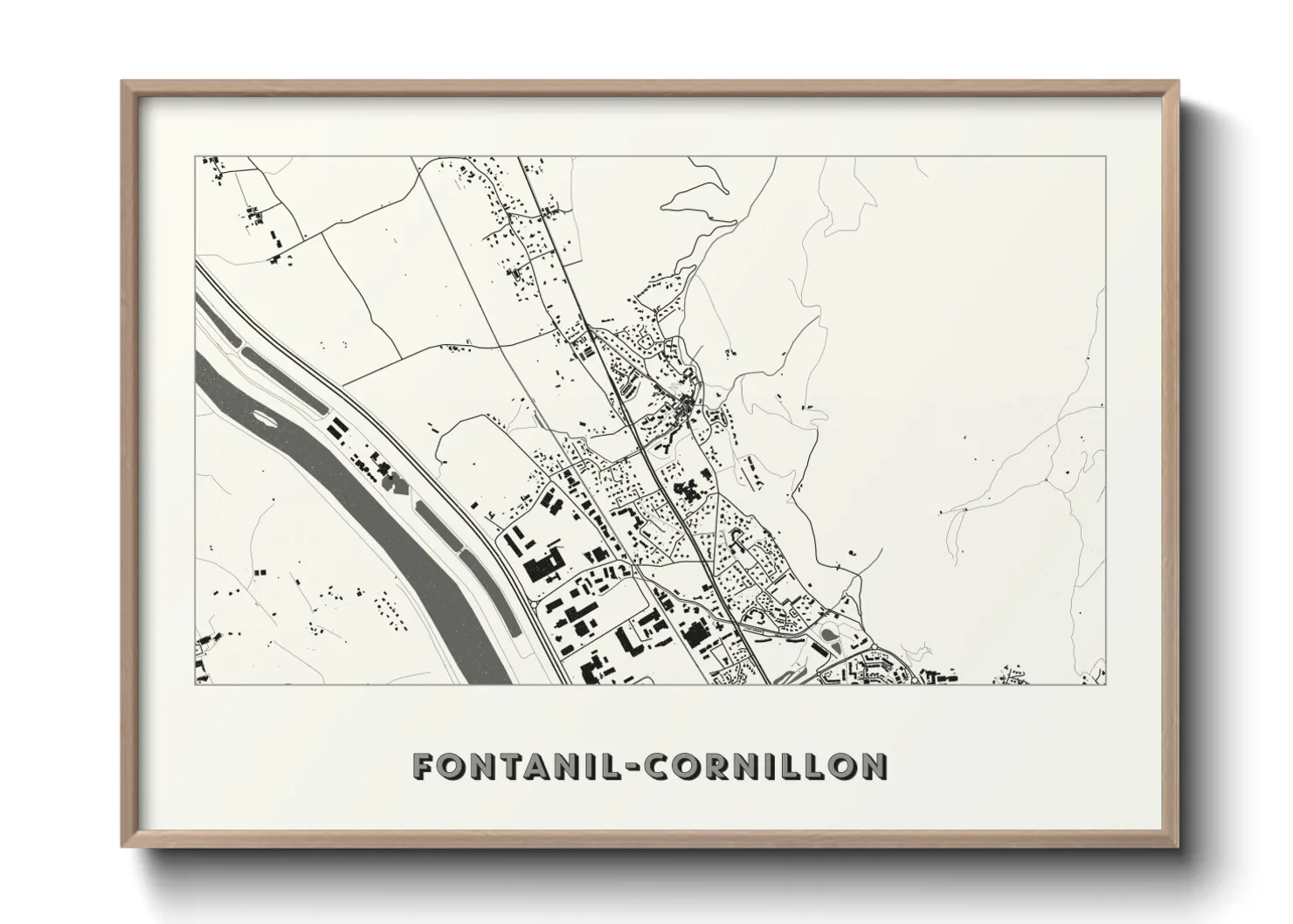 Une affiche de carte sur Fontanil-Cornillon