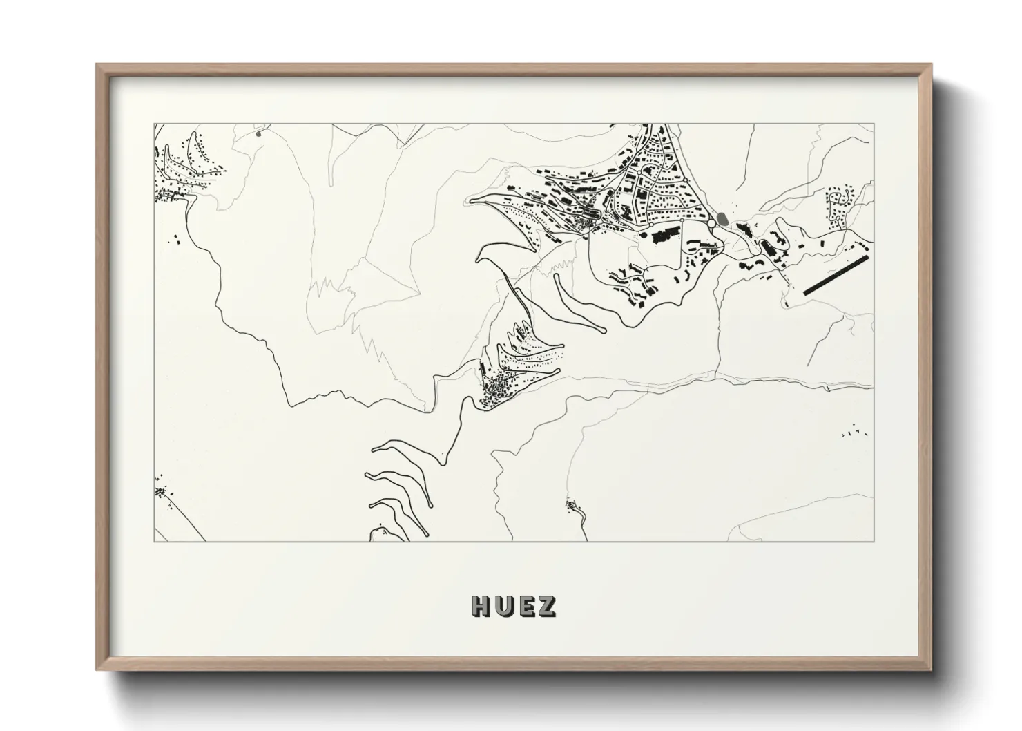 Une affiche de carte sur Huez