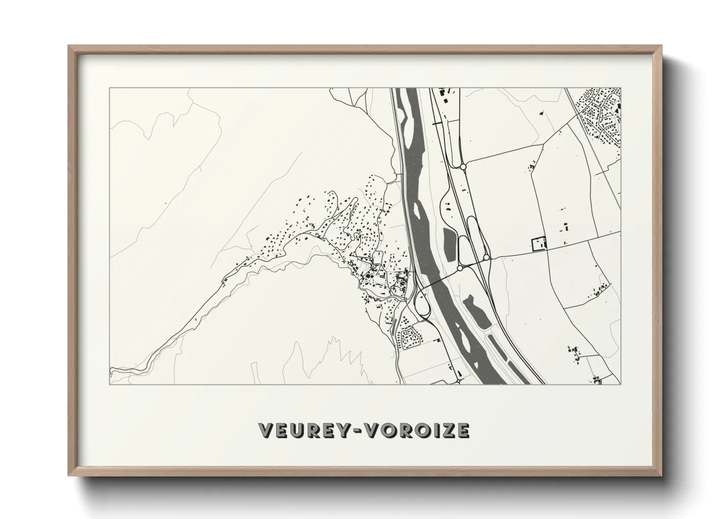 Une affiche de carte sur Veurey-Voroize