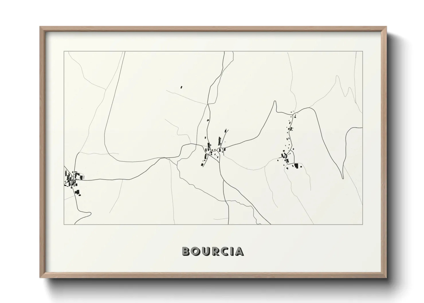 Une affiche de carte sur Bourcia