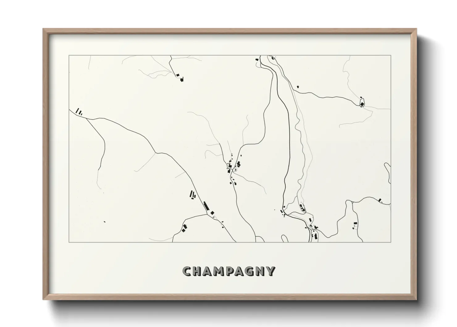 Une affiche de carte sur Champagny