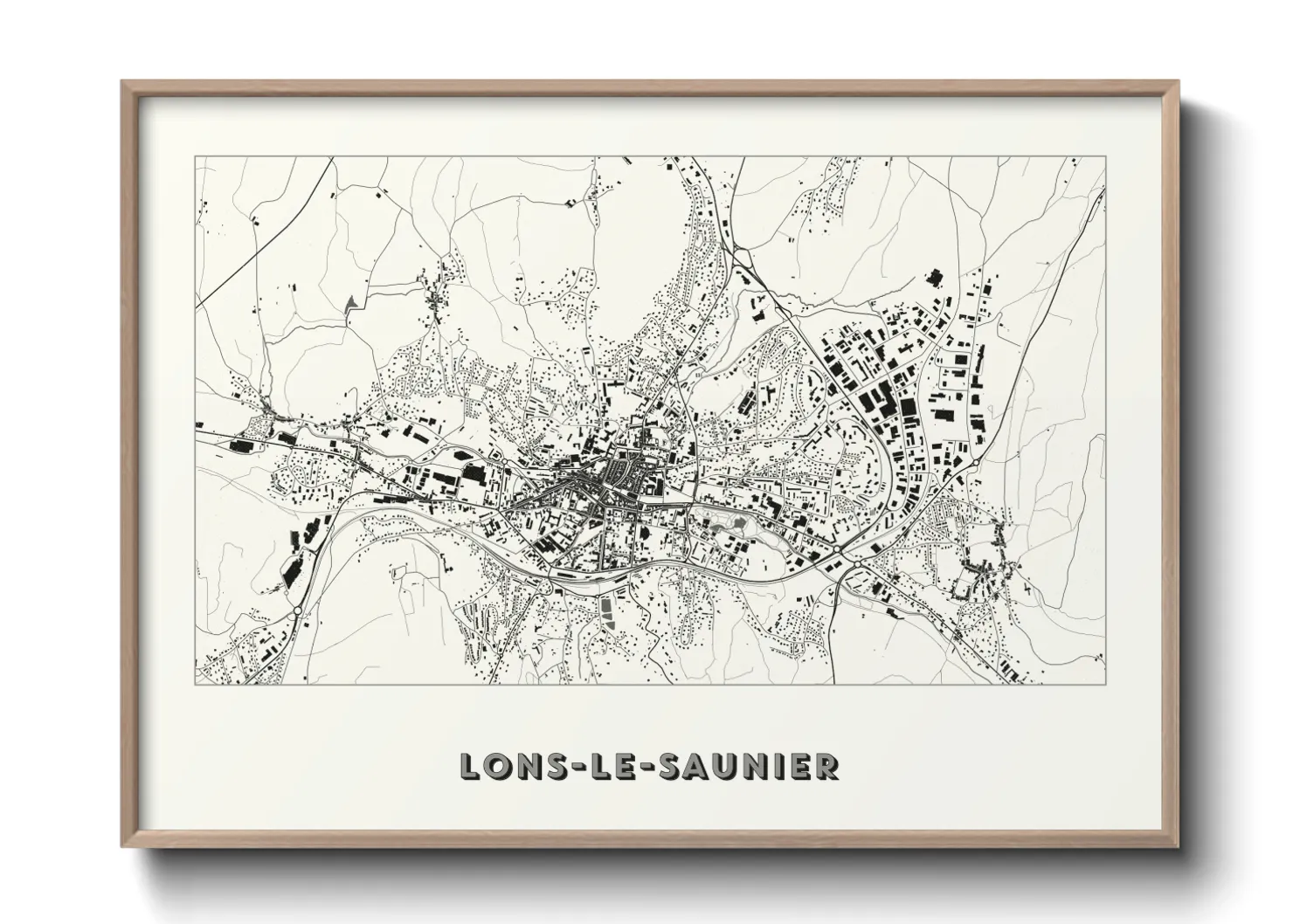 Une affiche de carte sur Lons-le-Saunier