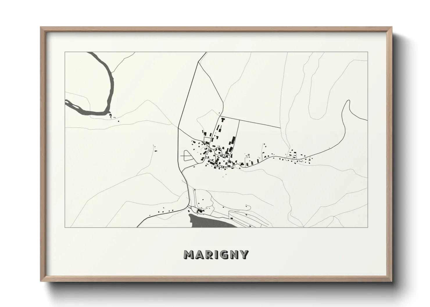 Une affiche de carte sur Marigny