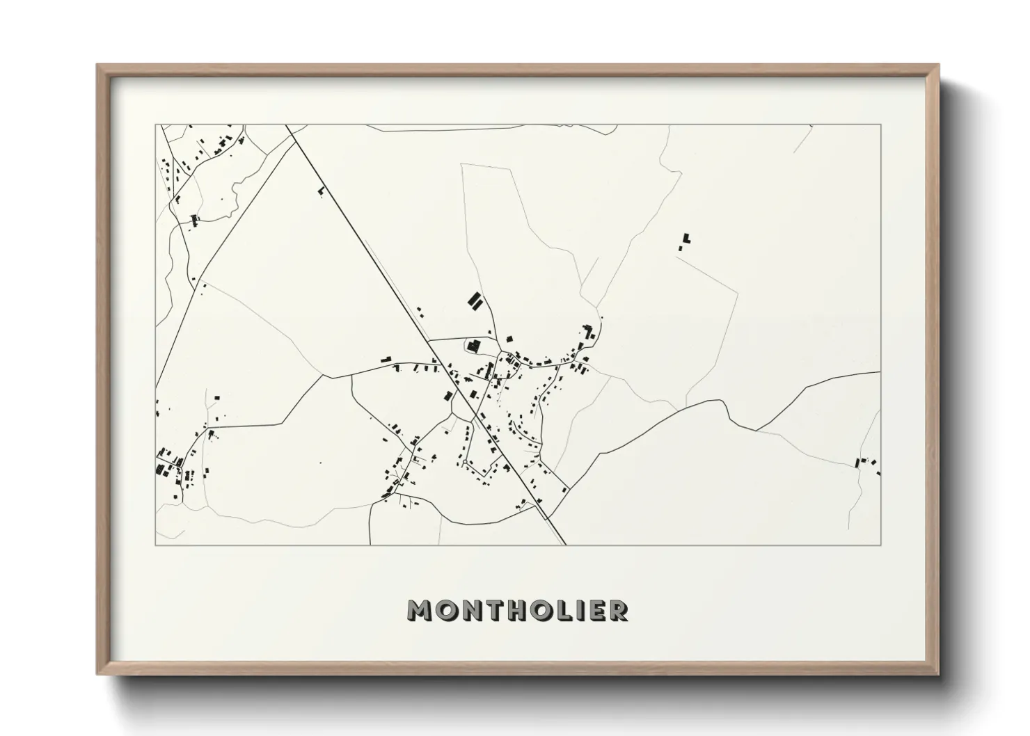 Une affiche de carte sur Montholier