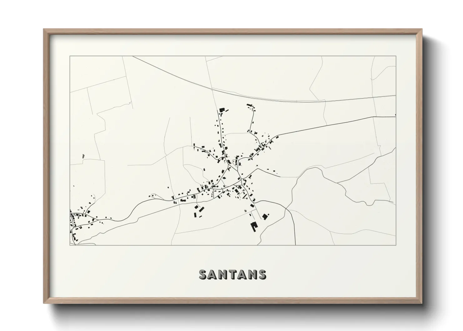 Une affiche de carte sur Santans