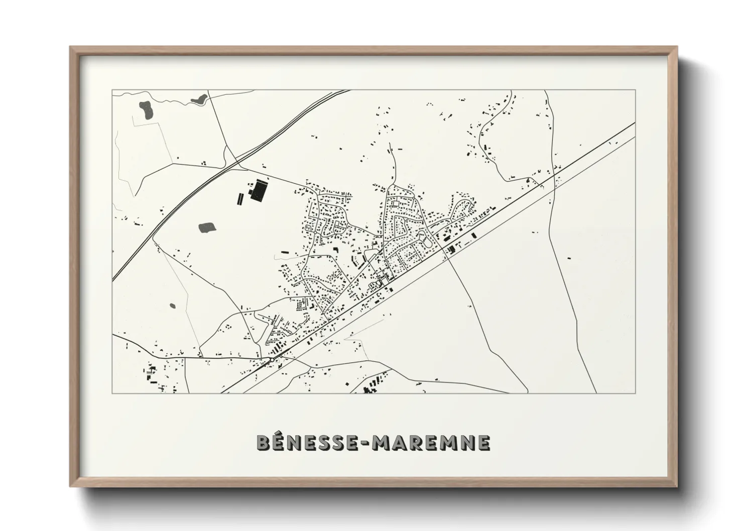 Une affiche de carte sur Bénesse-Maremne