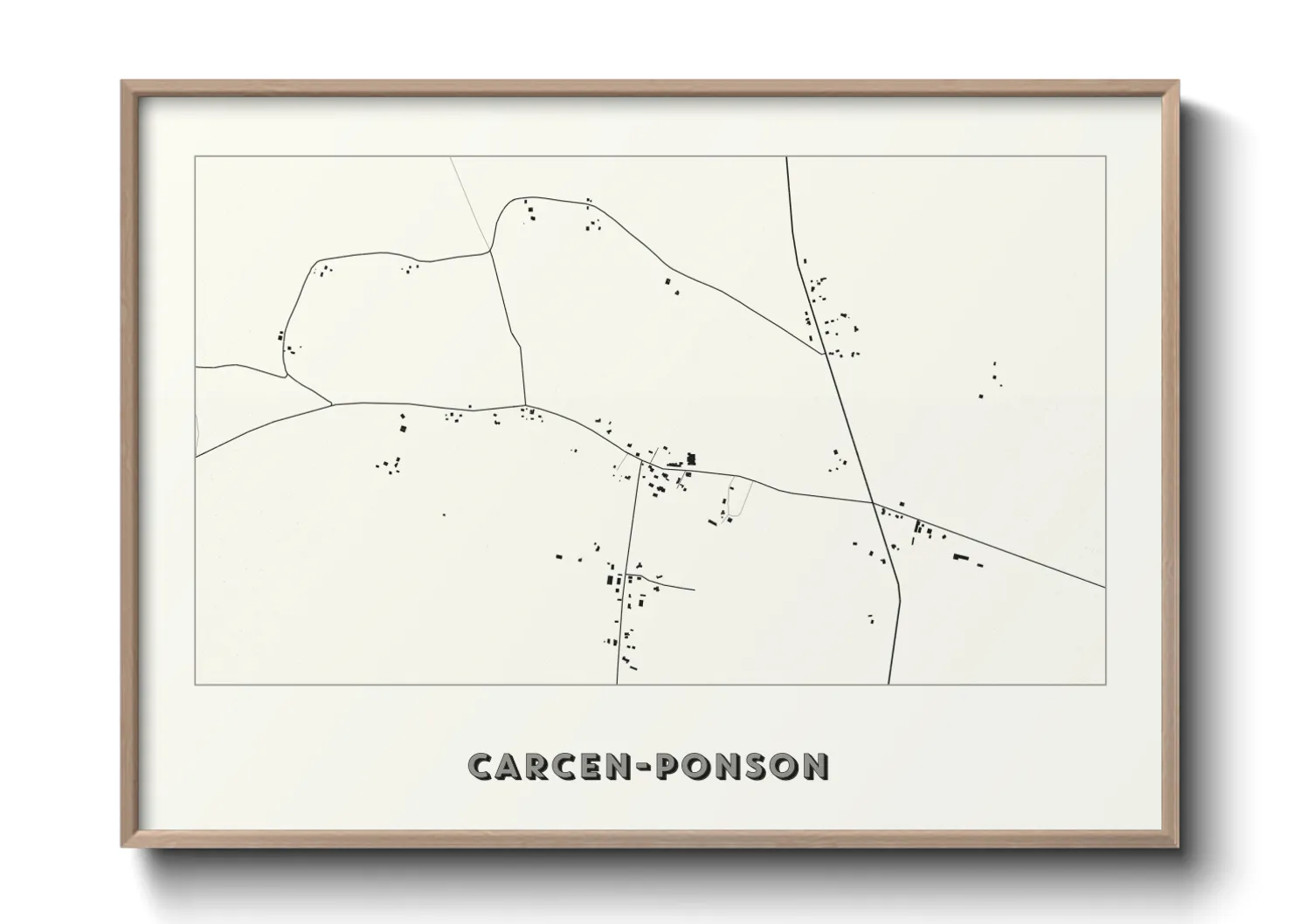 Une affiche de carte sur Carcen-Ponson