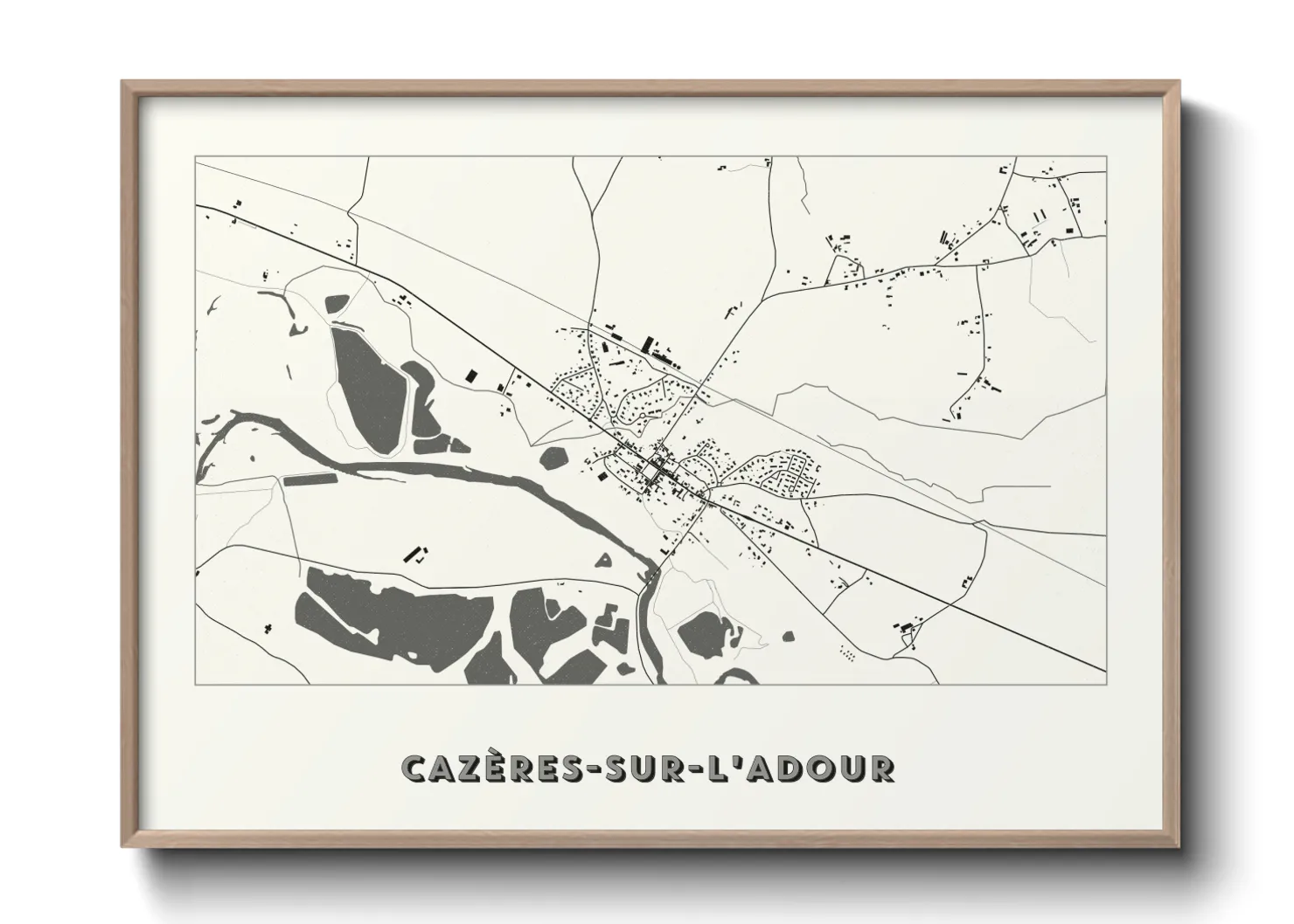 Une affiche de carte sur Cazères-sur-l'Adour
