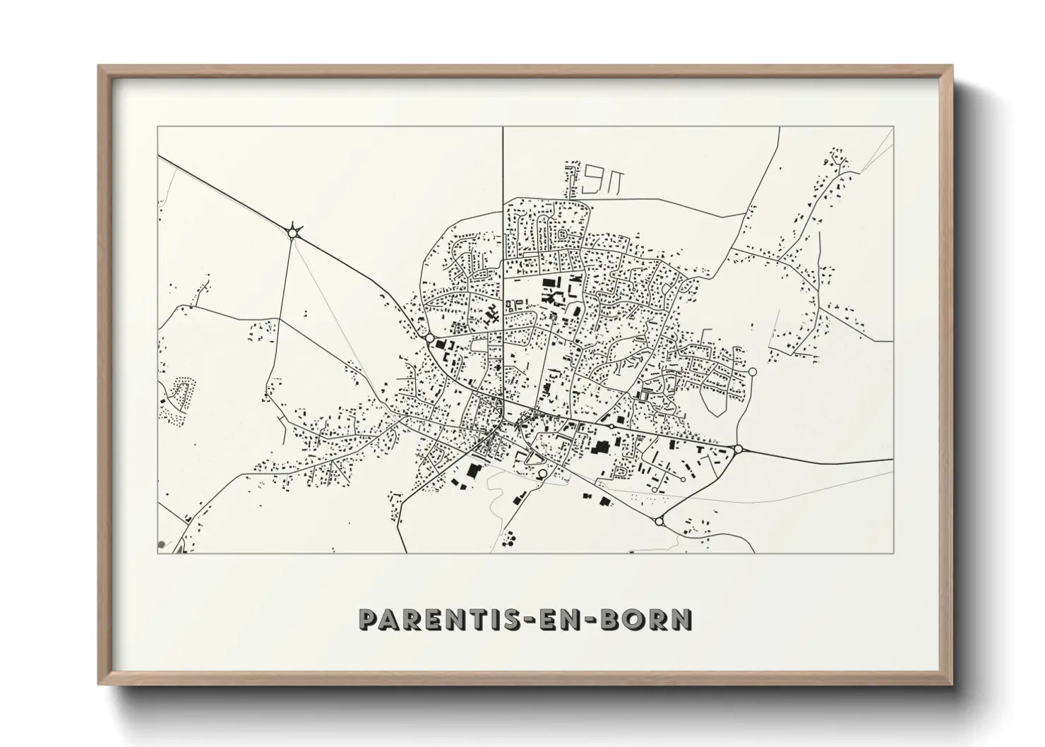 Une affiche de carte sur Parentis-en-Born
