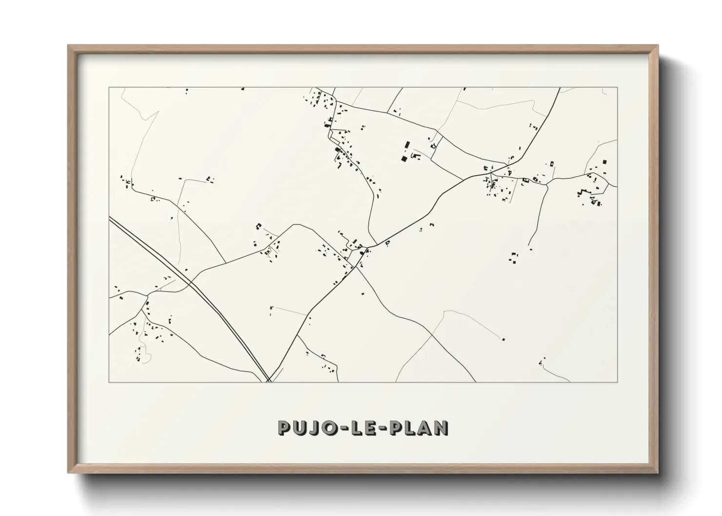 Une affiche de carte sur Pujo-le-Plan
