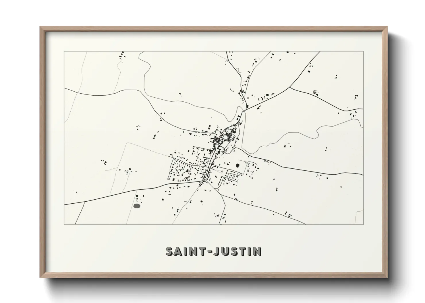 Une affiche de carte sur Saint-Justin
