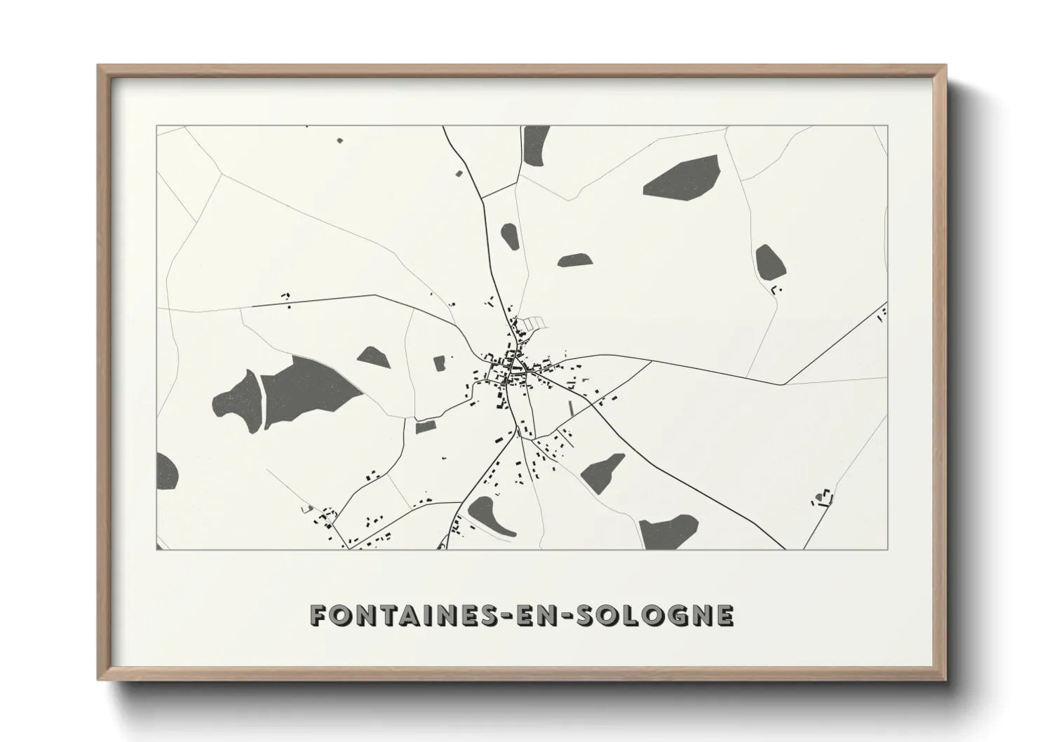 Une affiche de carte sur Fontaines-en-Sologne