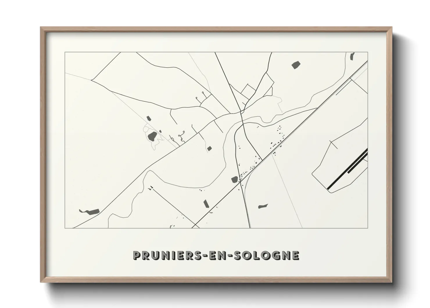 Une affiche de carte sur Pruniers-en-Sologne