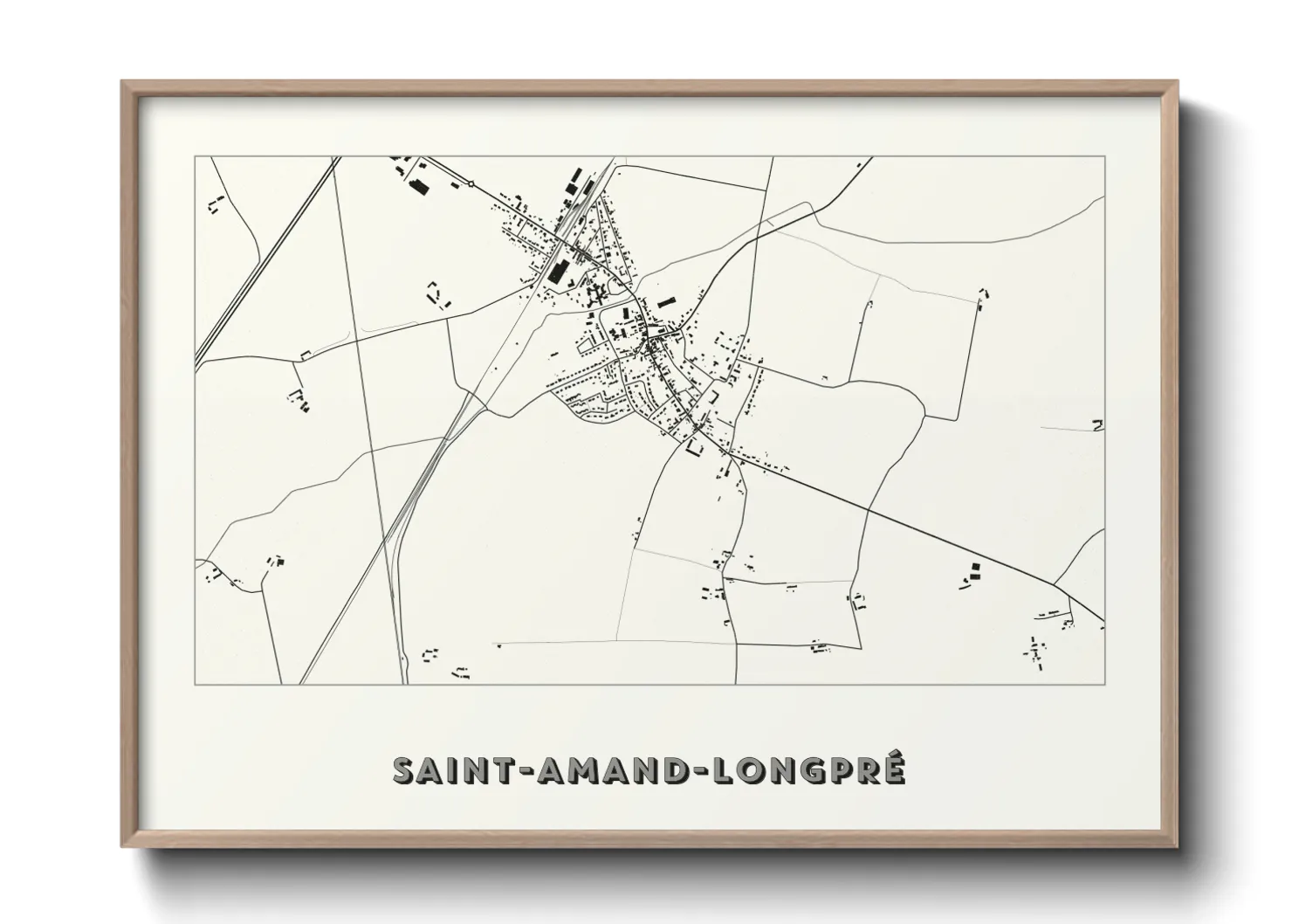 Une affiche de carte sur Saint-Amand-Longpré