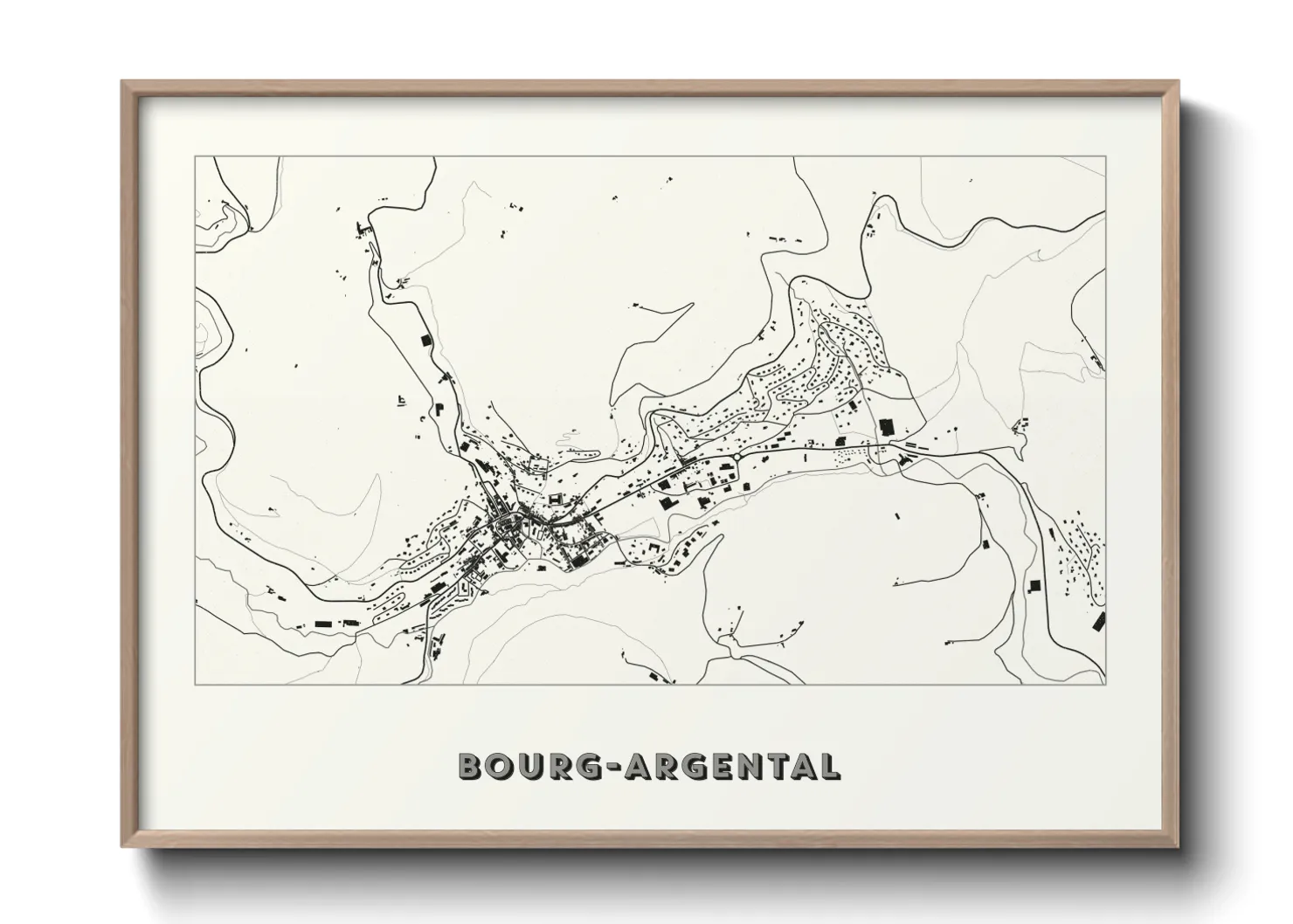 Une affiche de carte sur Bourg-Argental